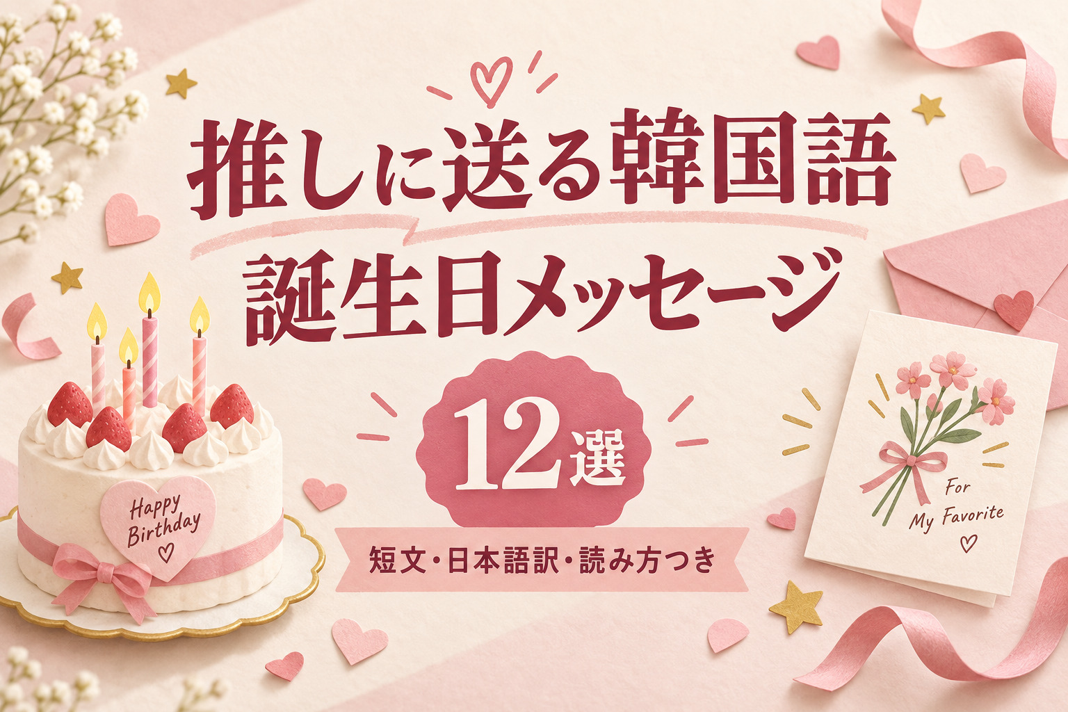 推しに送る韓国語の誕生日メッセージ12選｜短文・日本語訳・読み方つき